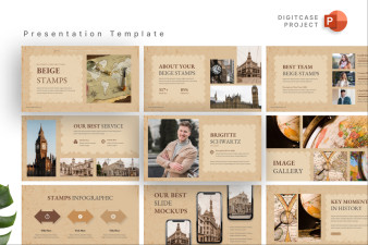Beige Stamps Creative PowerPoint Template